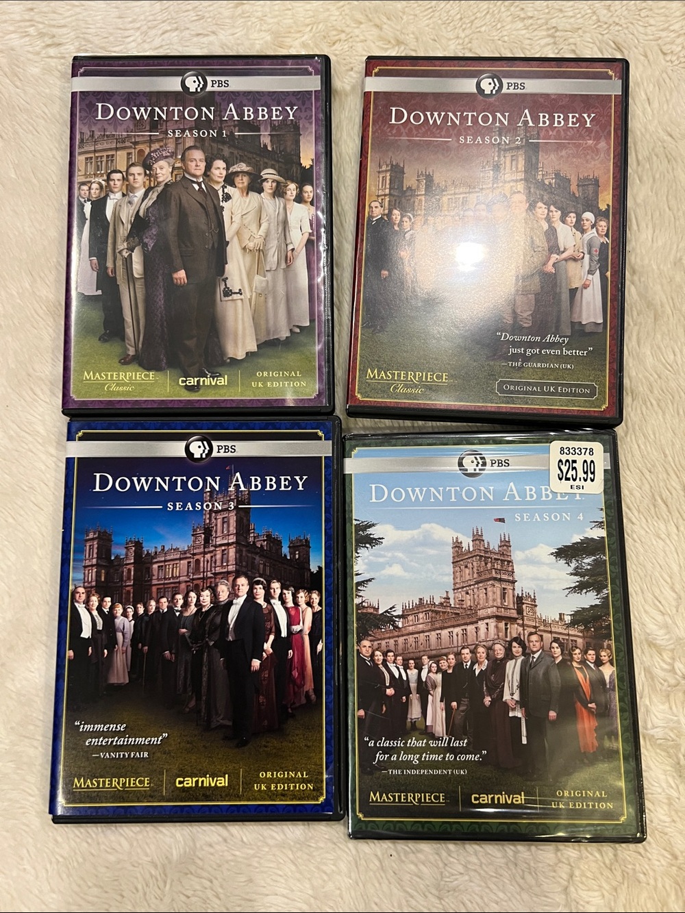 Downton Abbey Series DVD Set Seasons 1-4 PBS Masterpiece Classic